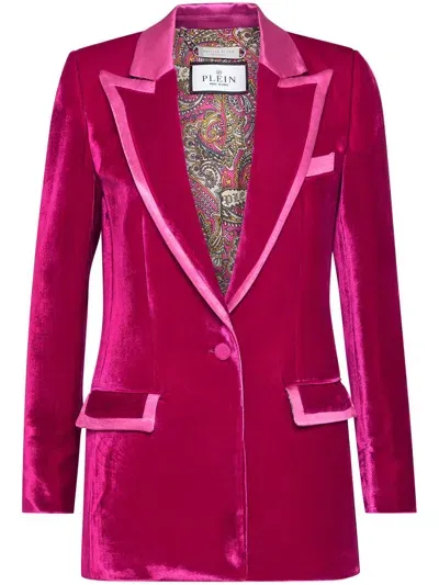 Philipp Plein Contrasting-trim Velvet Blazer In Multi