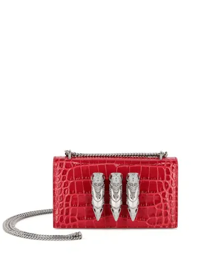 Philipp Plein Crocodile-embossed Shoulder Bag In Red