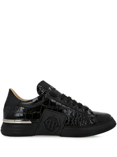 Philipp Plein Crocodile-print Sneakers In Black