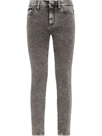 Philipp Plein Cropped Skinny-cut Jeans In Grey