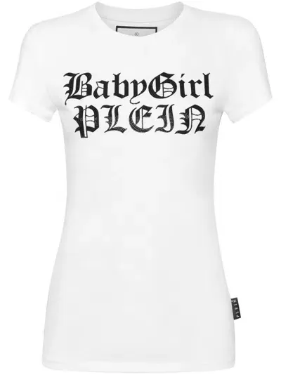 Philipp Plein Crystal-embellished Cotton T-shirt In White