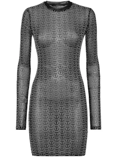 Philipp Plein Crystal-embellished Mesh Dress In "02 Black"