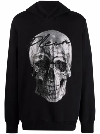 Philipp Plein Crystal-embellished Skull Hoodie In Black