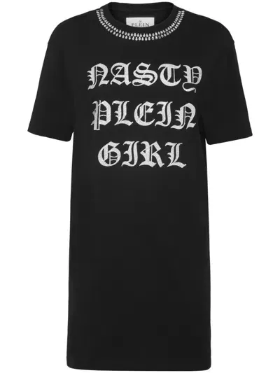 Philipp Plein Crystal-embellished T-shirt Dress In "02 Black"