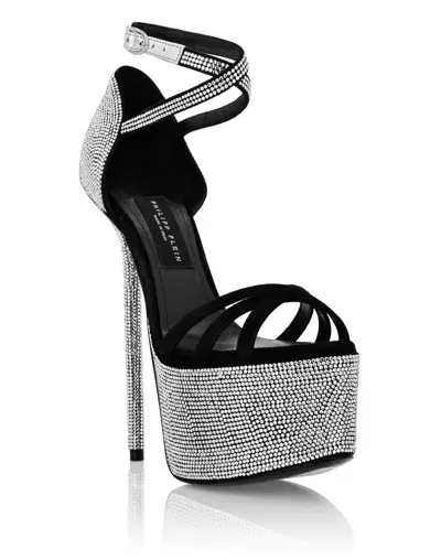 Philipp Plein 160mm Crystal-embellished Platform Sandals In Black