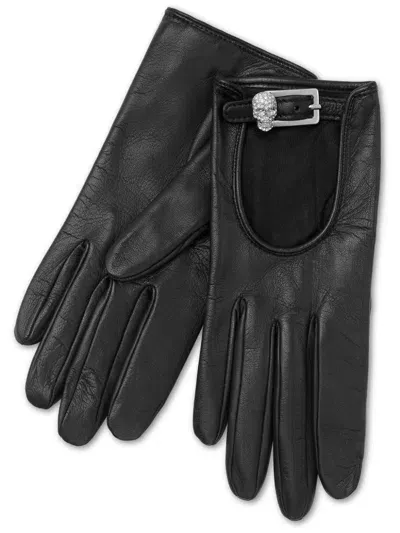 Philipp Plein Crystal Skull Gloves In Black