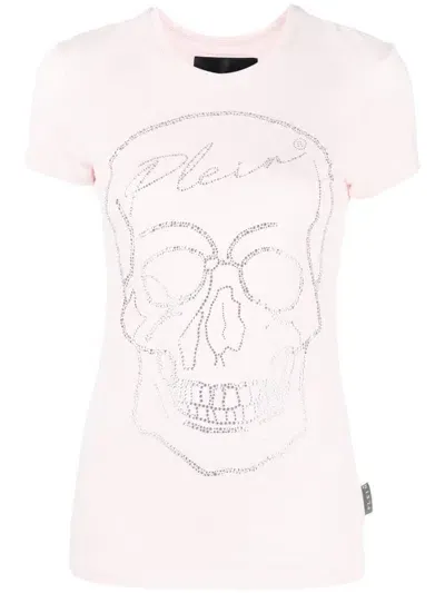 Philipp Plein Crystal Skull T-shirt In Pink