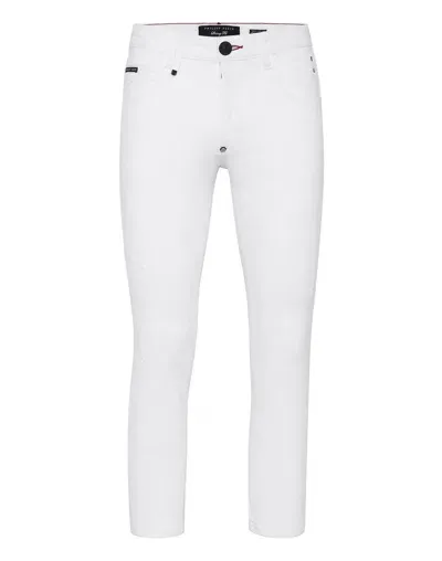 Philipp Plein Heart-appliqué Low-rise Skinny Jeans In White