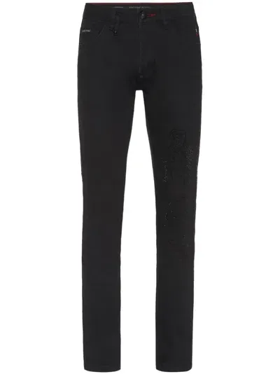 Philipp Plein Dragon-embellished Jeans In Black