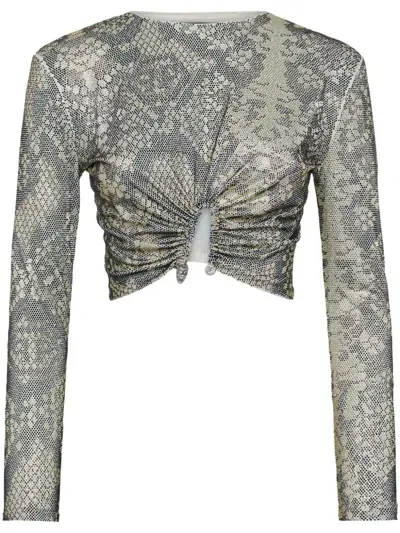 Philipp Plein Glass Crystal Embellishment T-shirt In Gray