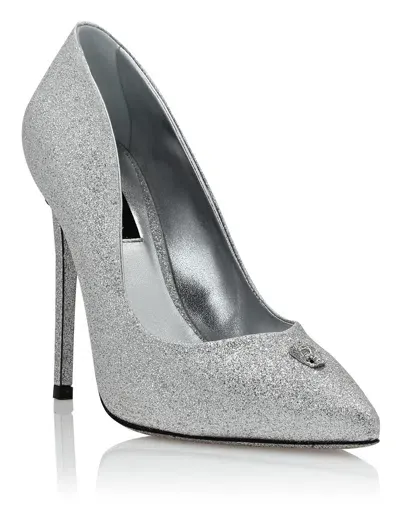 Philipp Plein 120mm Glittered Pumps In Silver