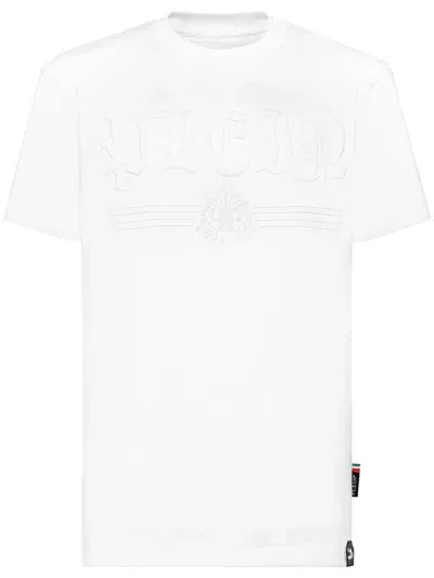 Philipp Plein Gothic Plein-embroidered Round-neck T-shirt In White