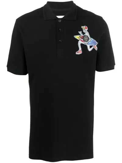 Philipp Plein Graphic-print Polo Shirt In Black