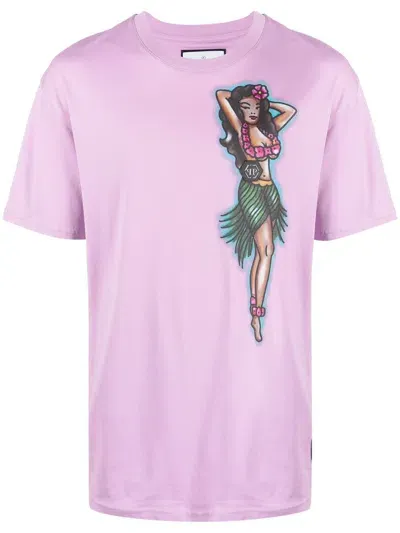 Philipp Plein Graphic-print Short-sleeve T-shirt In Pink