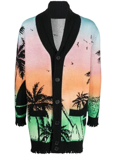 Philipp Plein Hawaii-print Button-up Cardigan In Multi