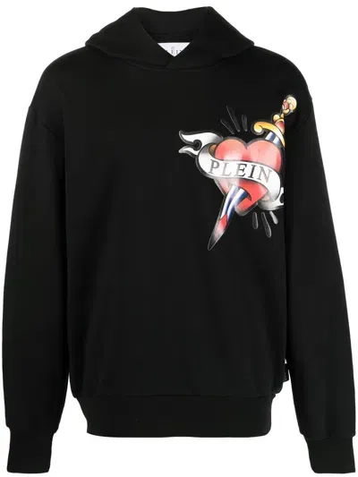 Philipp Plein Hoodie Mit Herz-print In Black