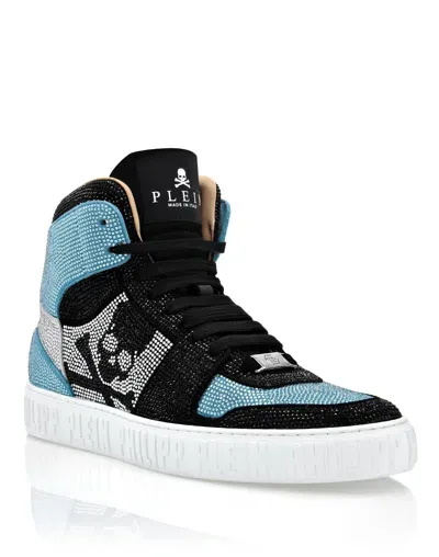 Philipp Plein Crystal-embellished High-top Sneakers In Blue