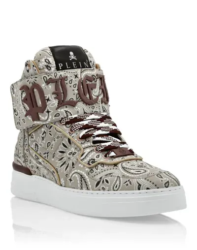 Philipp Plein Paisley-print Hi-top Sneakers In Beige