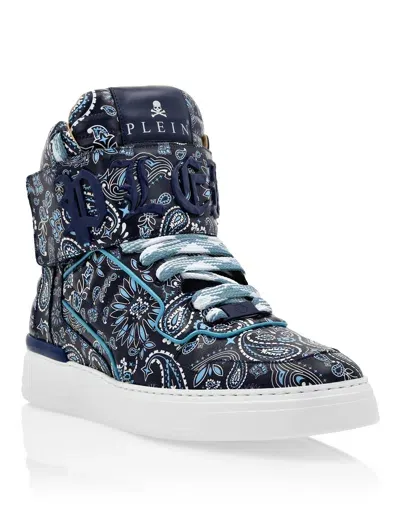 Philipp Plein Paisley-print Hi-top Sneakers In Blue