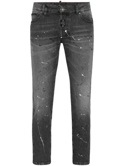 Philipp Plein Halbhohe Skinny-jeans In Gray