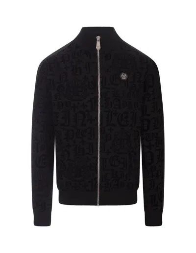 Philipp Plein Jogging Jacket Gothic Plein In Black