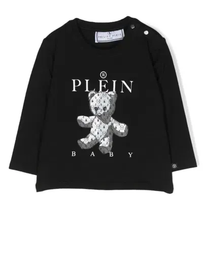 Philipp Plein Junior Babies' Bear-print T-shirt In Black