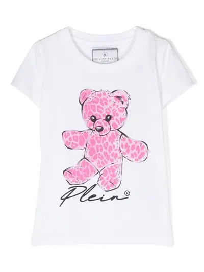 Philipp Plein Junior Kids' Graphic-print Short-sleeve T-shirt In Weiss