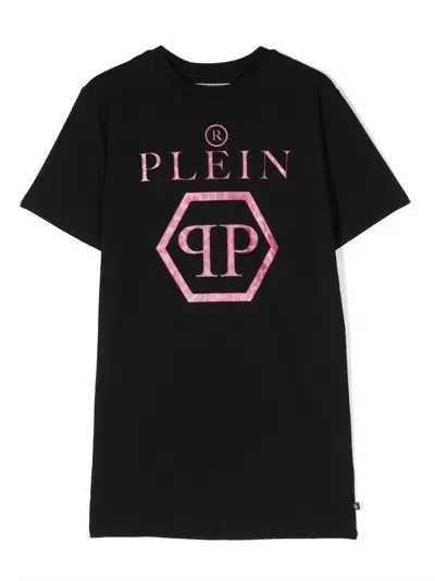 Philipp Plein Junior Kids' Logo-print Round-neck T-shirt In Black