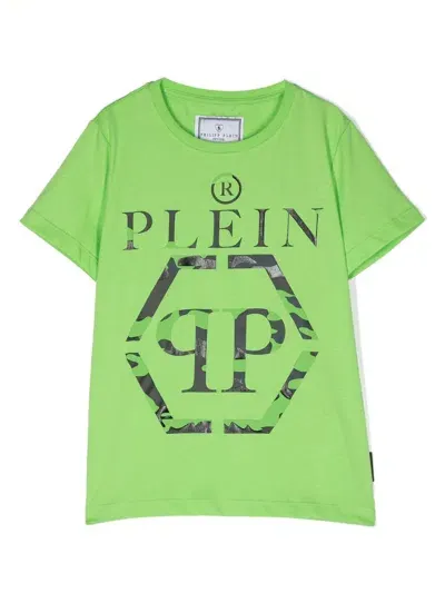 Philipp Plein Junior Kids' Logo-print Short-sleeved T-shirt In Green