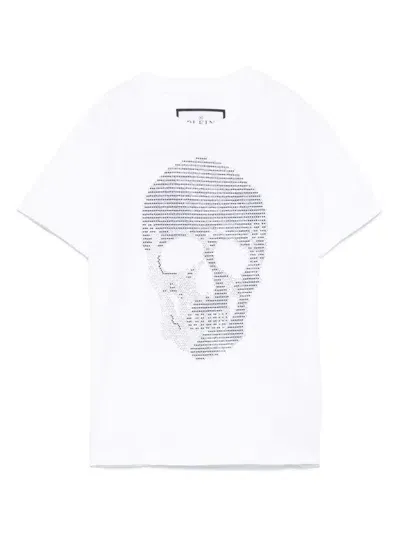 Philipp Plein Junior Kids' Rhinestone-skull T-shirt In White