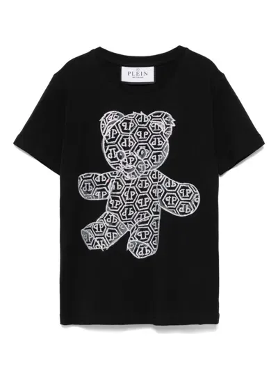 Philipp Plein Junior Kids' Teddy Bear Crew-neck T-shirt In Black