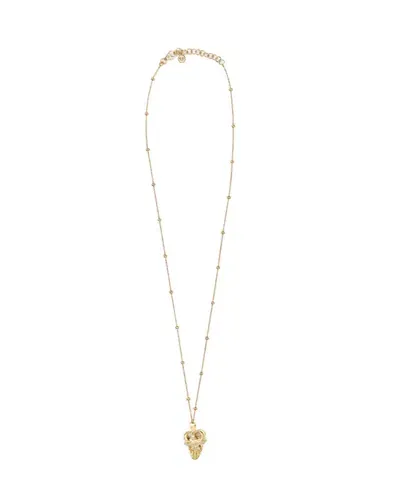 Philipp Plein Gold-tone Ip Stainless Steel Pave Crowned 3d $kull Pendant Necklace, 27-1/2" + 1-3/5" Extender In Ip Yellow Gold