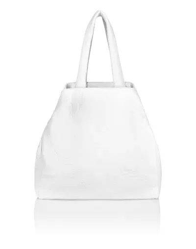 Philipp Plein Embossed Monogram Tote Bag In White