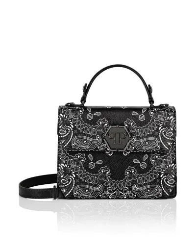 Philipp Plein Superheroine Paisley Leather Bag In Grey