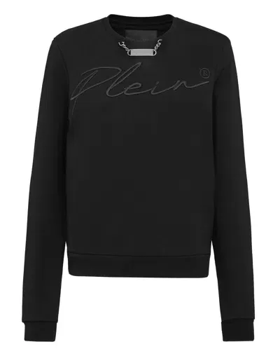 Philipp Plein Signature Logo-embroidered Sweatshirt In Black