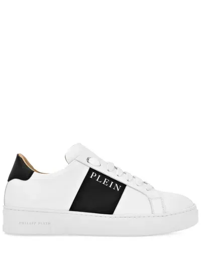 Philipp Plein Lo-top Leather Sneakers In Weiss