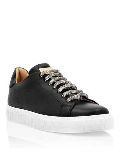 Philipp Plein Low-top Lace-up Leather Sneakers In Black