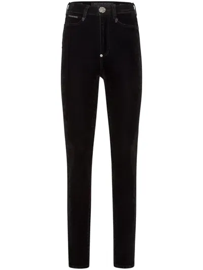 Philipp Plein Logo-appliqué Skinny Jeans In Black