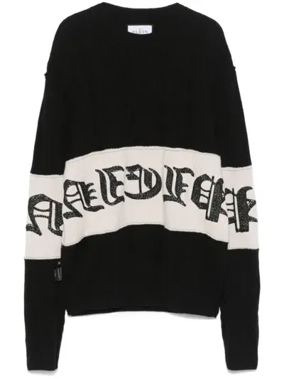 Philipp Plein Logo-embroidered Sweater In Black