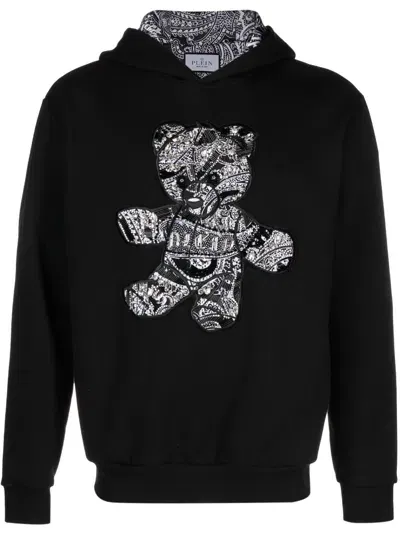 Philipp Plein Logo-patch Cotton Hoodie In Black