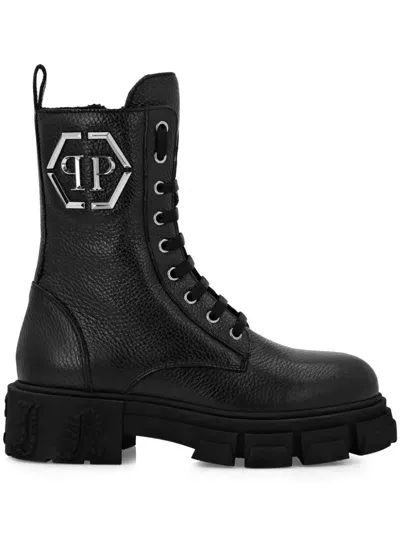 Philipp Plein Logo-plaque Boots In Schwarz