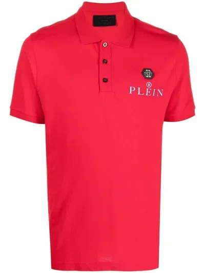 Philipp Plein Logo-plaque Polo Shirt In Red