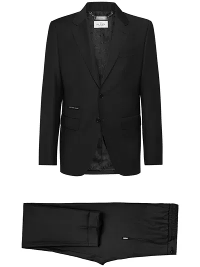 Philipp Plein Logo-plaque Single-breasted Suit In Black