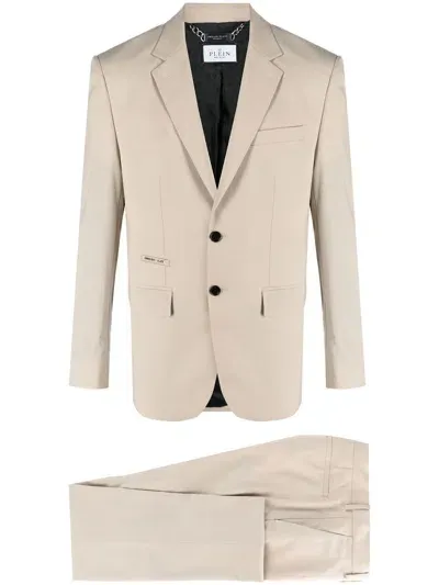 Philipp Plein Logo-plaque Single-breasted Suit In Nude