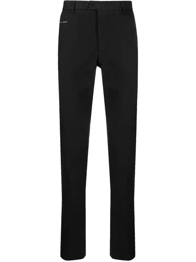 Philipp Plein Logo-plaque Straight Leg Chinos In Black