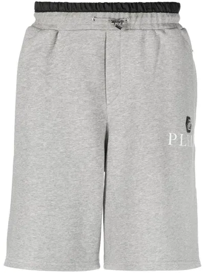 Philipp Plein Logo-plaque Track Shorts In Grey