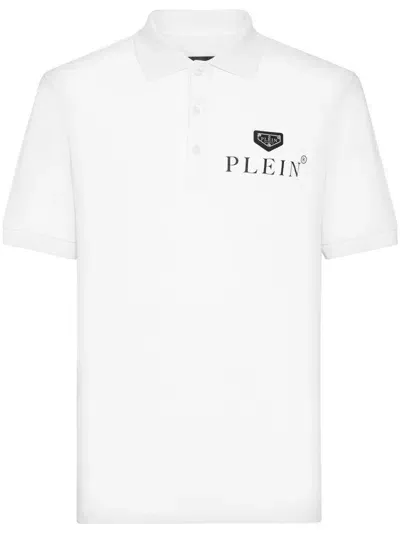 Philipp Plein Logo-print Cotton Polo Shirt In White