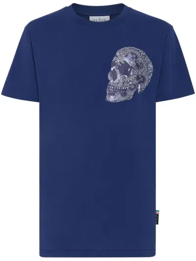 Philipp Plein Logo-print Cotton T-shirt In Blue