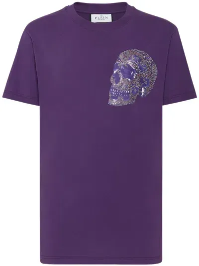 Philipp Plein Logo-print Cotton T-shirt In Purple