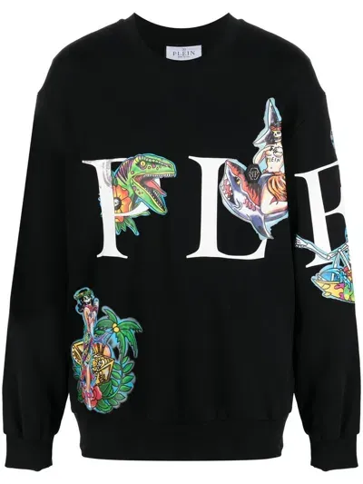 Philipp Plein Logo-print Crew Neck Sweatshirt In Black